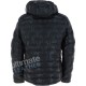 Men's Detachable Navy Leather Hood Puffer Jacket