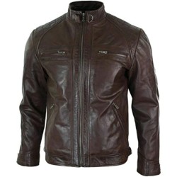 Men's Vintage Retro Style Quilted Biker Leather Jacket