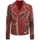 Men’s Rock Punk Studded Spike Motorcycle Cowhide Leather Jacket