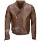 Vegetable Tanned Ribbed Leather Jacket Camel For Men