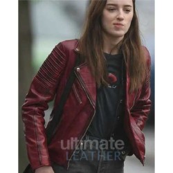 Bank of Dave Phoebe Dynevor (Alexandra) Red Leather Jacket Bank of Dave Phoebe Dynevor (Alexandra) Red Leather Jacket