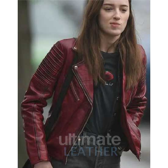 Bank of Dave Phoebe Dynevor (Alexandra) Red Leather Jacket
