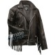 Women's Black fringe leather jacket