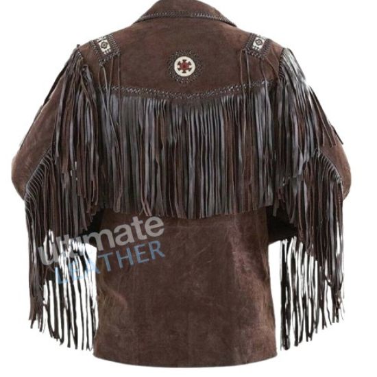 Women's fringe Dark Brown leather jacket