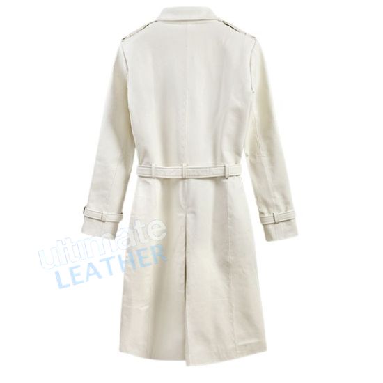 Women's Off White Leather Coat