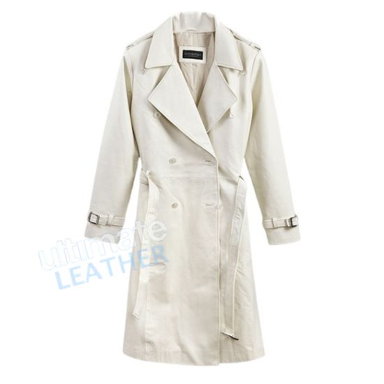 Women's Off White Leather Coat