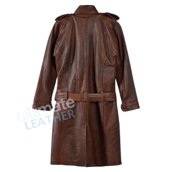 Women's Brown Leather Long Coat