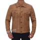 Fernando Camel Leather Trucker Jacket For Mens