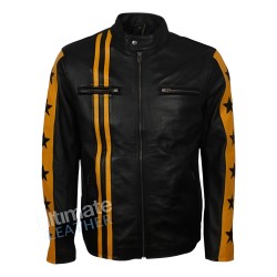 Men's Yellow & Black Cafe Racer Leather Jacket Men's Yellow & Black Cafe Racer Leather Jacket