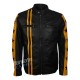 Men's Yellow & Black Cafe Racer Leather Jacket