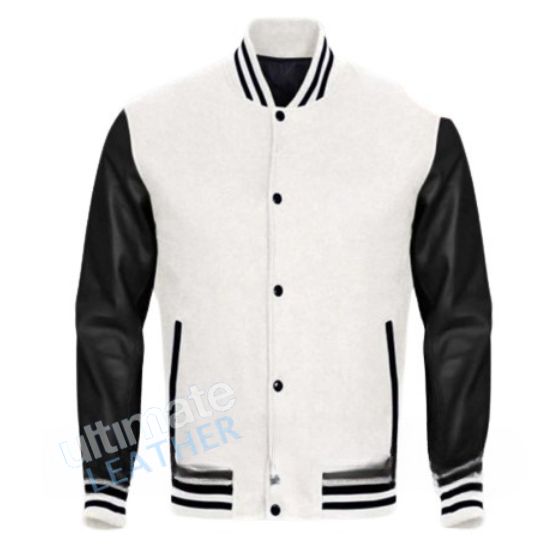 Men's Bomber Varsity Black and White Jacket