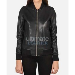 Women's Black Bomber Leather Jacket Women's Black Bomber Leather Jacket