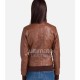 Women's Chocolate Brown Bomber Zip Up Leather Jacket