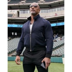 XFL The Rock Dwayne Johnson Blue Bomber Jacket XFL The Rock Dwayne Johnson Blue Bomber Jacket