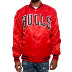 Men's Chicago Bulls Red Satin Jacket Men's Chicago Bulls Red Satin Jacket