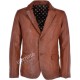 Men's Two Button Brown Leather Blazer jacket