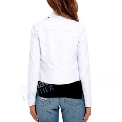 Women White Biker Leather Jacket Women White Biker Leather Jacket