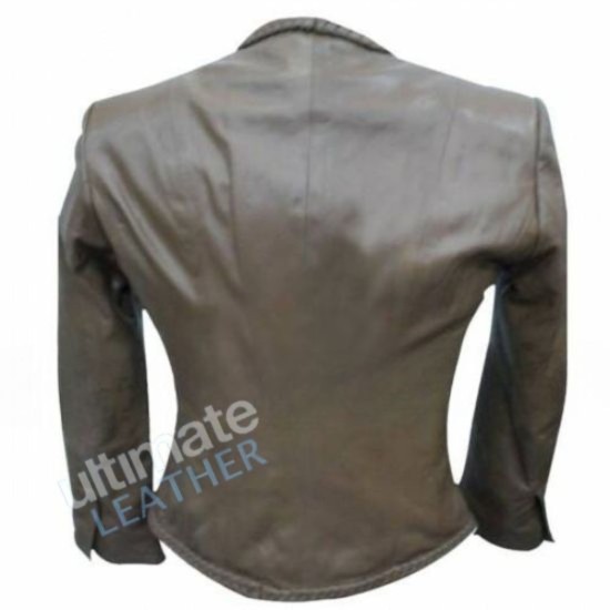 Women's Body Fitted Stylish Biker Grey Leather Jacket