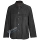 Men's Front Five Button Leather Straight Coat