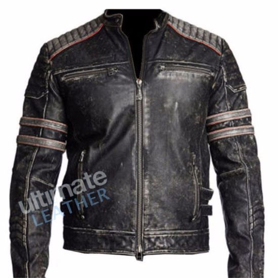 Men's Antique Distressed Biker Leather Jacket