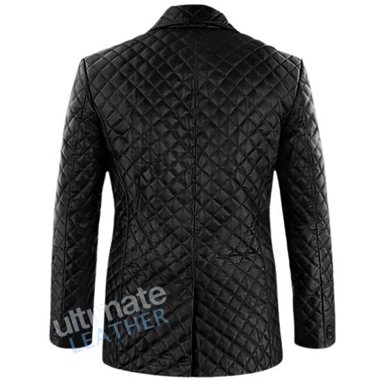 Men's Black Quilted Leather Blazer