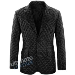 Men's Black Quilted Leather Blazer Men's Black Quilted Leather Blazer