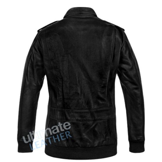 Men's Bomber Black Leather Jacket