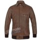 Men's Brown Leather Bomber Jacket