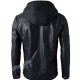 Men's Hooded Black Leather Jacket