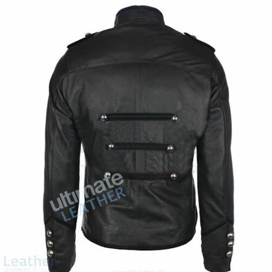 Men's military Black Leather Biker jacket