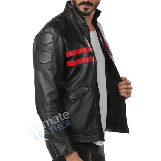 Men's Black Slim Fit Motorbike Leather Jacket