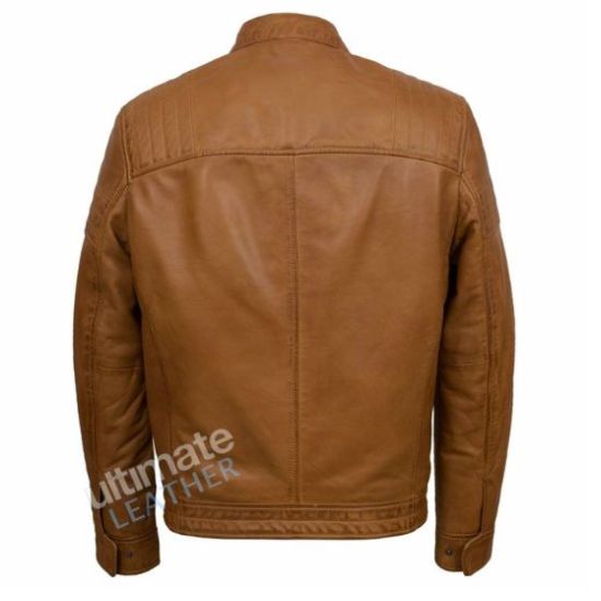 Men's Tan Brown leather jacket