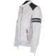 Men's White Leather Biker Jacket