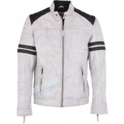 Men's White Leather Biker Jacket Men's White Leather Biker Jacket