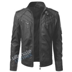 Men's Slim Fit Black Leather Jacket