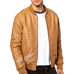 Men's Tan Brown Bomber Leather Jacket Men's Tan Brown Bomber Leather Jacket