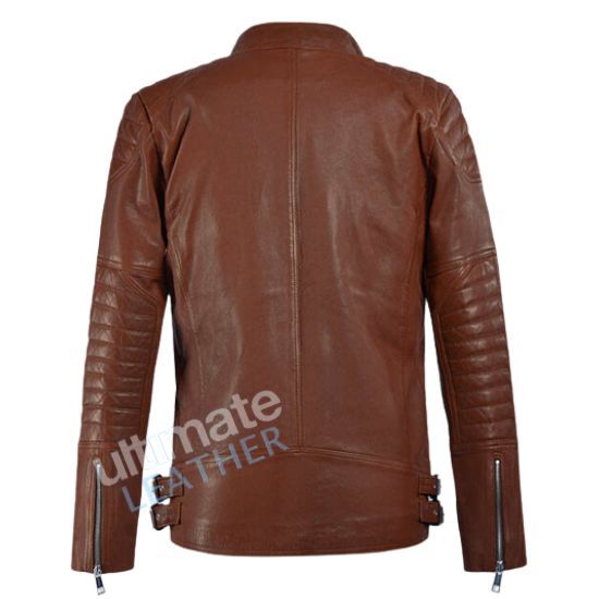 men's Tan Moto Leather Jacket