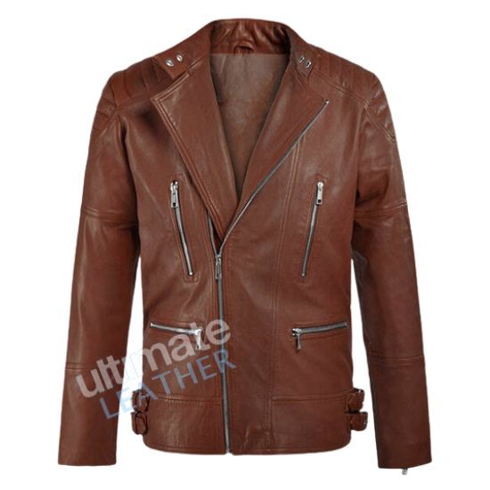 men's Tan Moto Leather Jacket