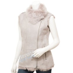 Women's Grey Toscana Shearling Gilet Vest Women's Grey Toscana Shearling Gilet Vest