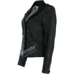 Womens Black Short Leather Blazer Jacket Womens Black Short Leather Blazer Jacket