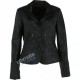 Womens Black Short Leather Blazer Jacket