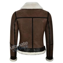 Women's Brown Aviator B3 Bomber Sheepskin Leather Jacket Women's Brown Aviator B3 Bomber Sheepskin Leather Jacket