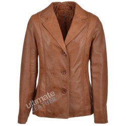 Women's Leather brown Blazer Jacket Women's Leather brown Blazer Jacket
