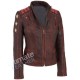 Slim Fit Women's Distressed Motorcycle Leather Jacket