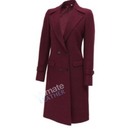 Women's Maroon Wool Coat