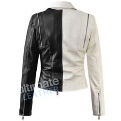 Women's Moto Leather Black & White Jacket Women's Moto Leather Black & White Jacket