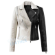 Women's Moto Leather Black & White Jacket