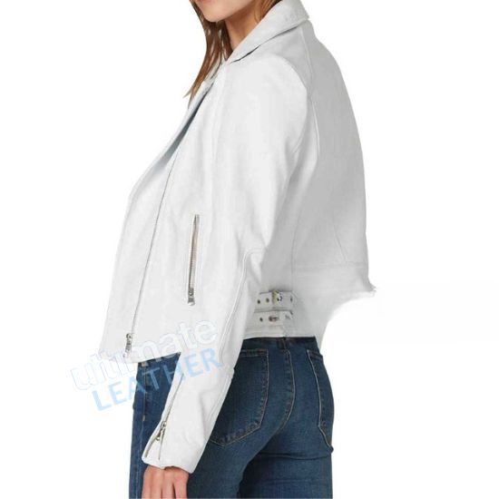 Women's White Leather Jacket
