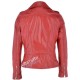 Women's Red Biker Leather Jacket