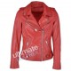 Women's Red Biker Leather Jacket